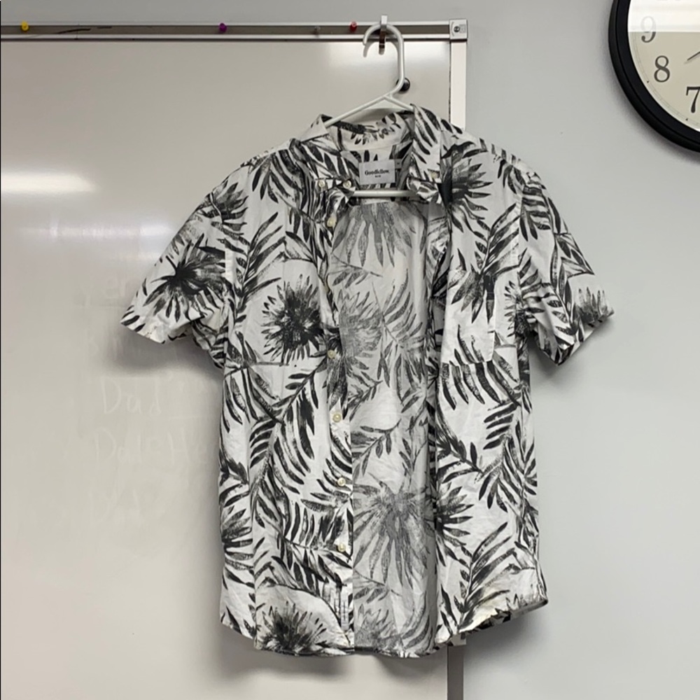 White Hawaiian shirt.